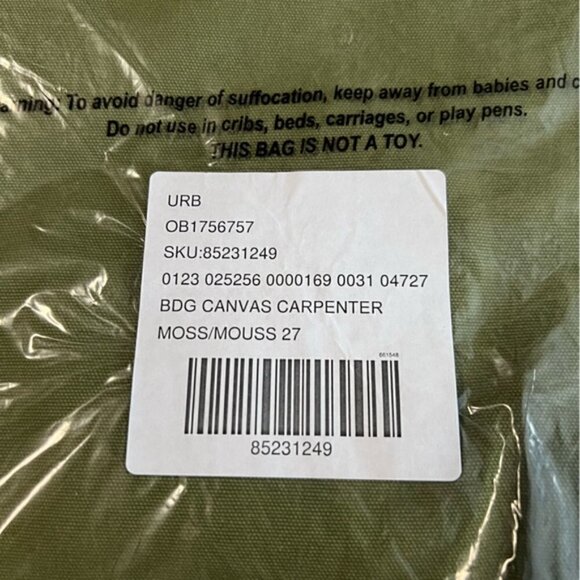 Urban Outfitters - BDG, Women's Canvas Carpenter Pant - Moss. Size: 27. NWT. - Picture 5 of 8